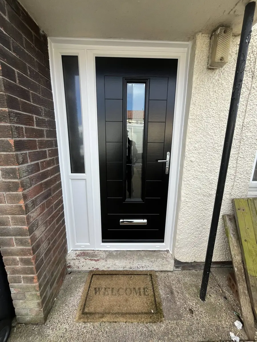 Black composite door installation