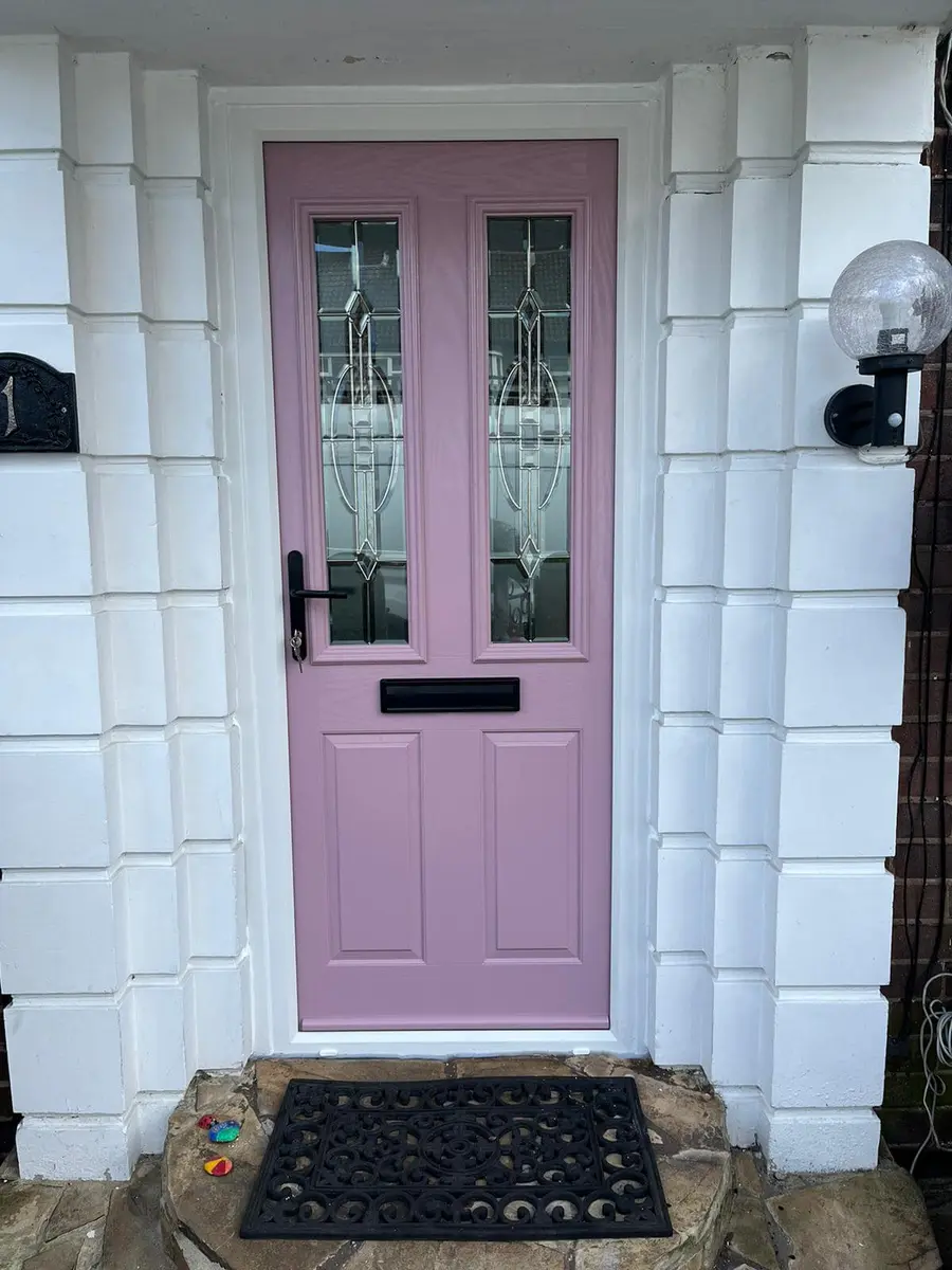 Pink composite entrance door